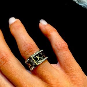 Coach black and silver ring size 5